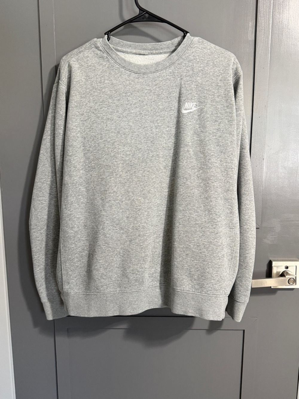 Nike Light Gray Crewneck Sweatshirt with Small White Logo